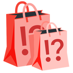 shopping bags and exclamation question mark