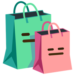 shopping bags and expressionless face