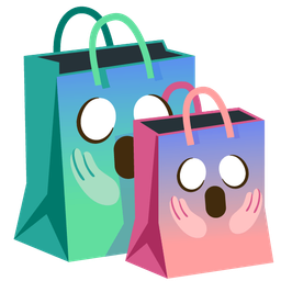 shopping bags and face screaming in fear