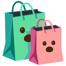 shopping bags and face with open mouth
