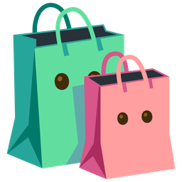 shopping bags and face without mouth
