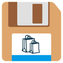 shopping bags and floppy disk