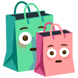 shopping bags and flushed face