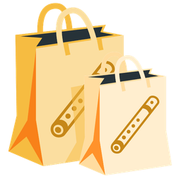 shopping bags and flute