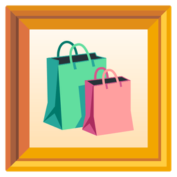 shopping bags and framed picture