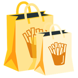 shopping bags and french fries