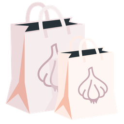 shopping bags and garlic
