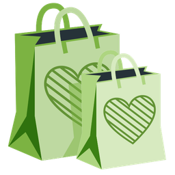 shopping bags and green heart