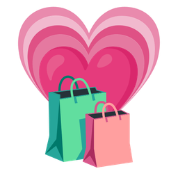 shopping bags and growing heart