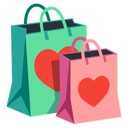 shopping bags and heart suit