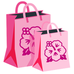 shopping bags and hibiscus