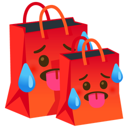 shopping bags and hot face