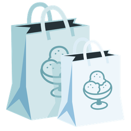 shopping bags and ice cream