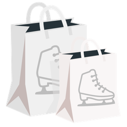 shopping bags and ice skate