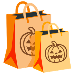 shopping bags and jack-o-lantern