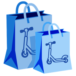 shopping bags and kick scooter