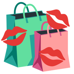 shopping bags and kiss mark