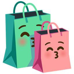 Shopping bags and Kissing face with closed eyes