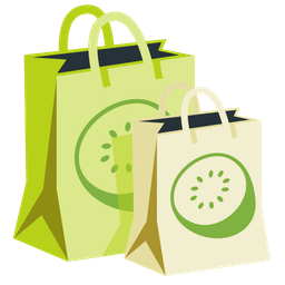 shopping bags and kiwi fruit