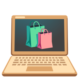 shopping bags and laptop