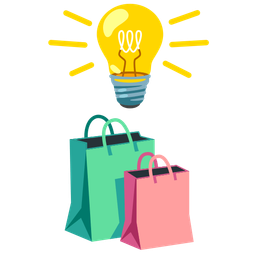 shopping bags and light bulb