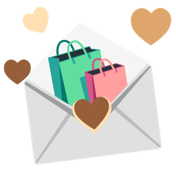 shopping bags and love letter