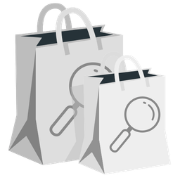 shopping bags and magnifying glass tilted right