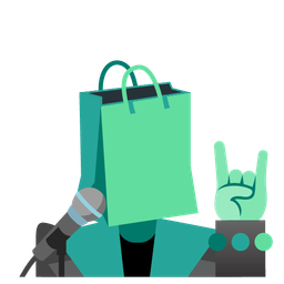 shopping bags and microphone