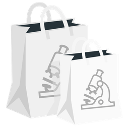 shopping bags and microscope