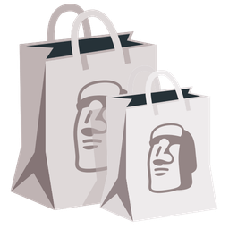 shopping bags and moai