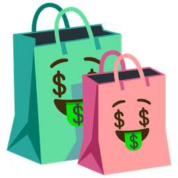 Shopping bags and Money-mouth face