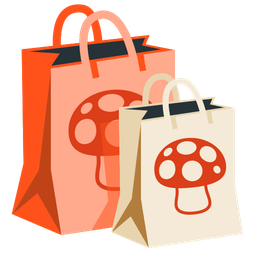 shopping bags and mushroom