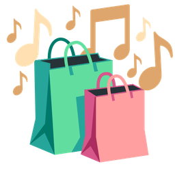 shopping bags and musical notes