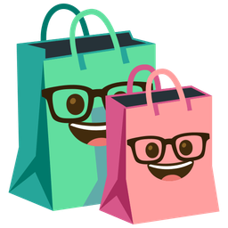 shopping bags and nerd face