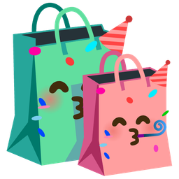 shopping bags and partying face