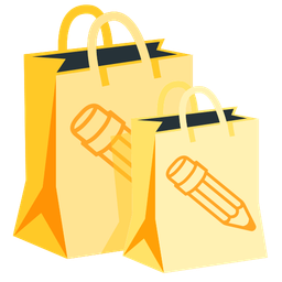 shopping bags and pencil