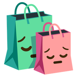 shopping bags and pensive face