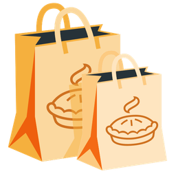shopping bags and pie