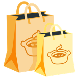 shopping bags and pot of food