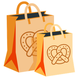 shopping bags and pretzel
