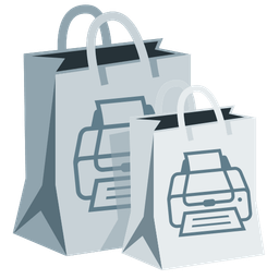 shopping bags and printer