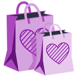 shopping bags and purple heart