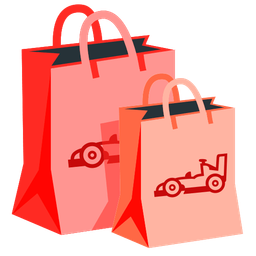 shopping bags and racing car
