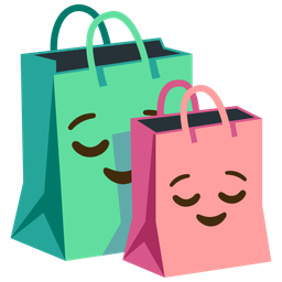 shopping bags and relieved face