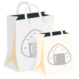 shopping bags and rice ball