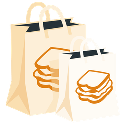 shopping bags and sandwich