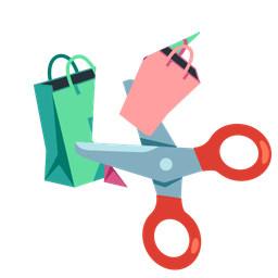 shopping bags and scissors