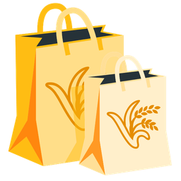 shopping bags and sheaf of rice