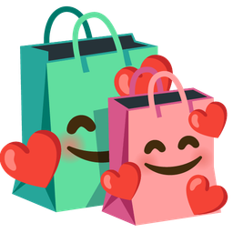 Shopping bags and Smiling face with hearts