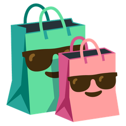 shopping bags and smiling face with sunglasses
